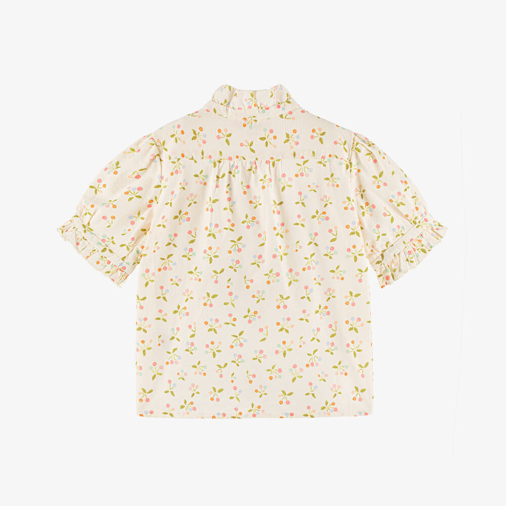 Bonpoint-Girls Ivory Cherry Cotton Top | Childrensalon Outlet