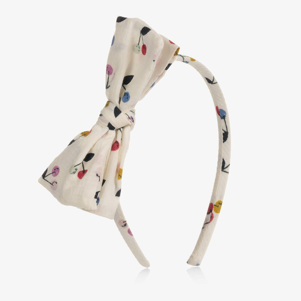 Bonpoint - Girls Ivory Cherry Hairband | Childrensalon