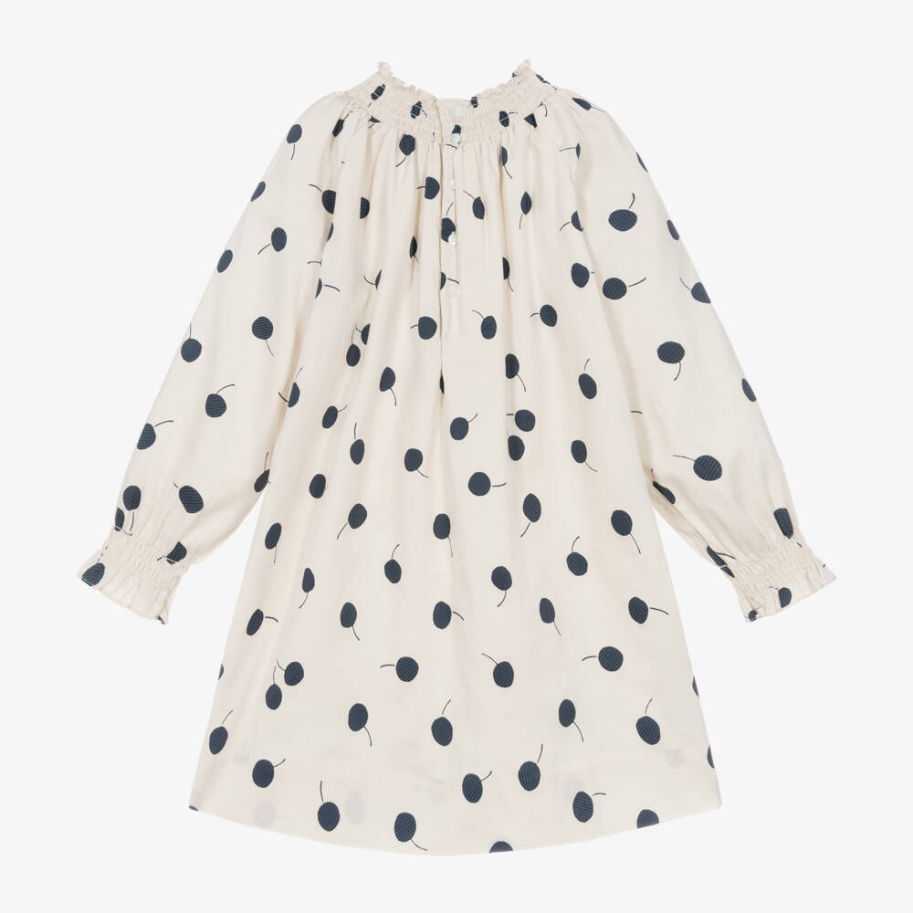 Bonpoint-فستان قطن لون عاجي بطبعة كرز | Childrensalon Outlet