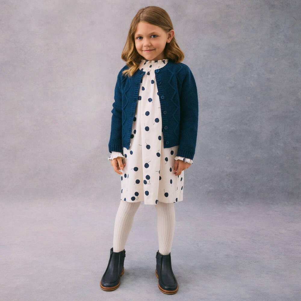 Bonpoint-فستان قطن لون عاجي بطبعة كرز | Childrensalon Outlet