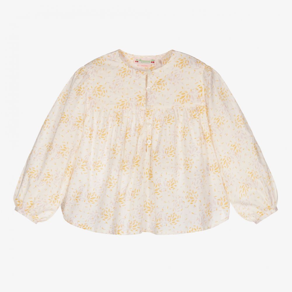 Bonpoint - Кремовая хлопковая блузка для девочек  | Childrensalon
