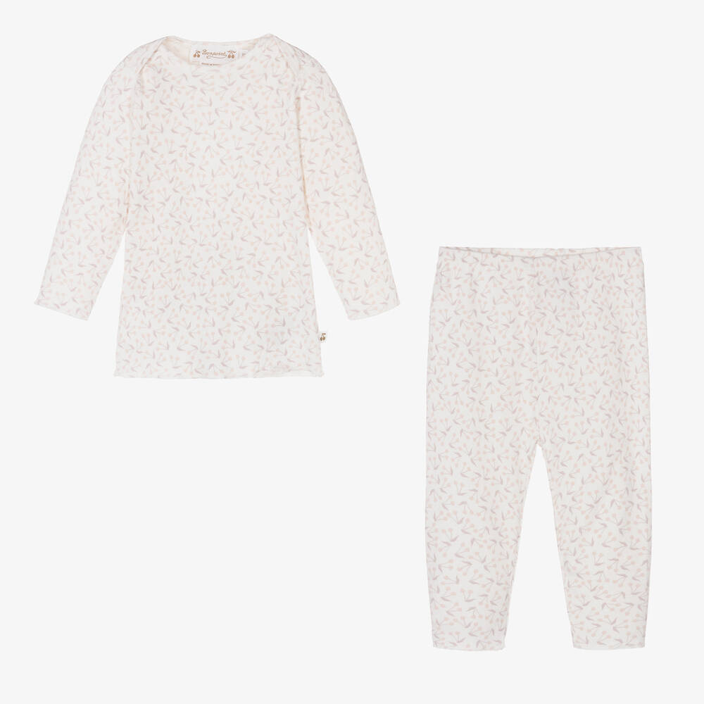 Bonpoint-Girls Ivory Cotton Cherry Leggings Set | Childrensalon Outlet
