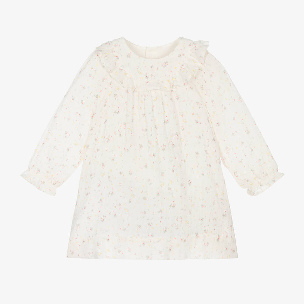 Bonpoint - Robe coton ivoire à petites fleurs | Childrensalon