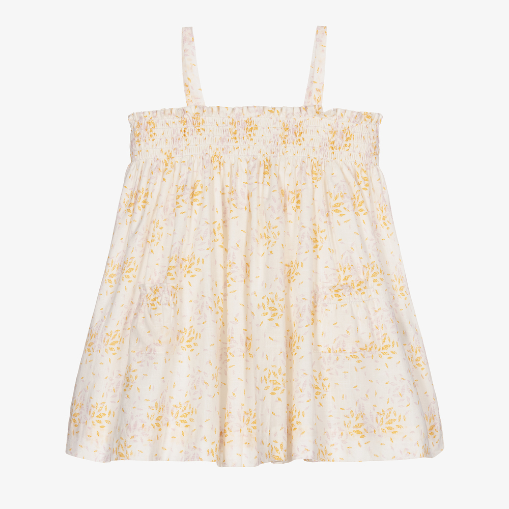 Bonpoint - Robe ivoire en coton Fille  | Childrensalon