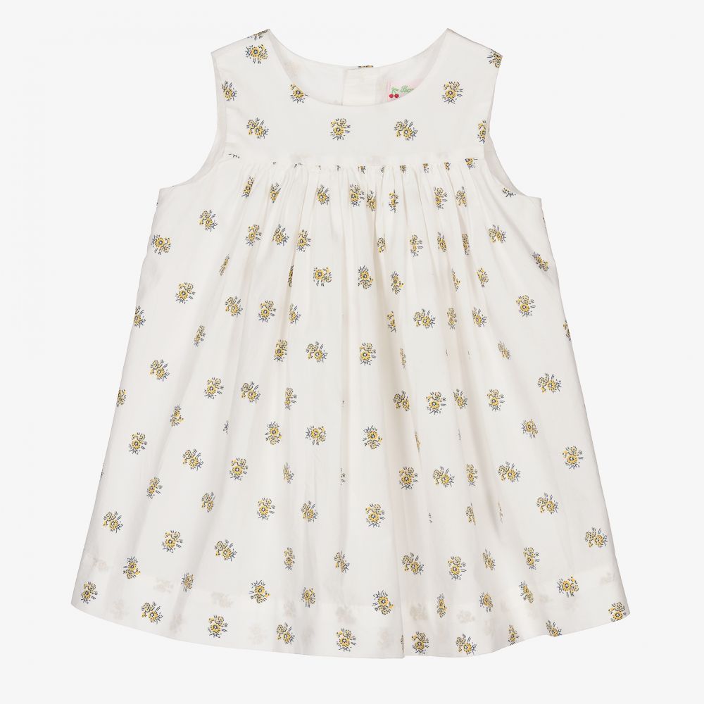 Bonpoint - Кремовое хлопковое платье для девочек  | Childrensalon