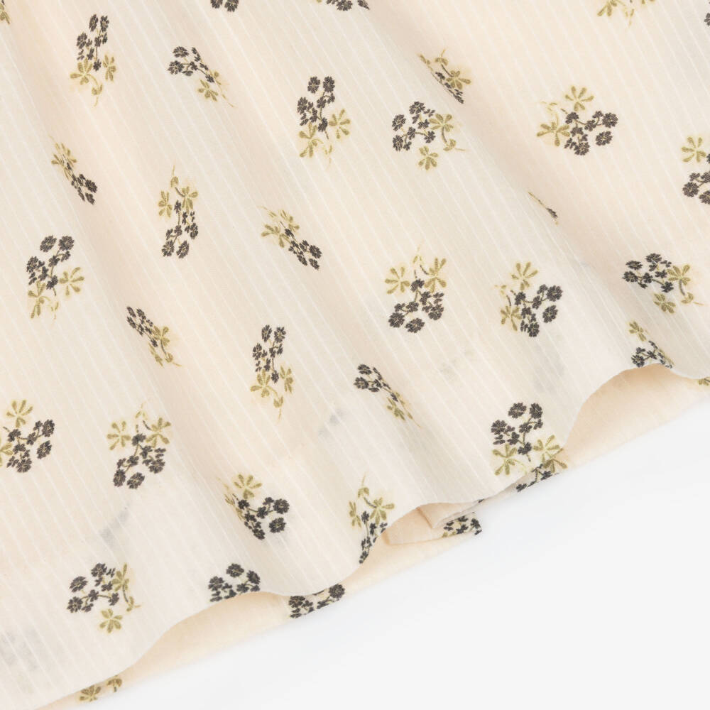 Bonpoint-Girls Ivory Cotton Dress with Black Floral Print | Childrensalon Outlet