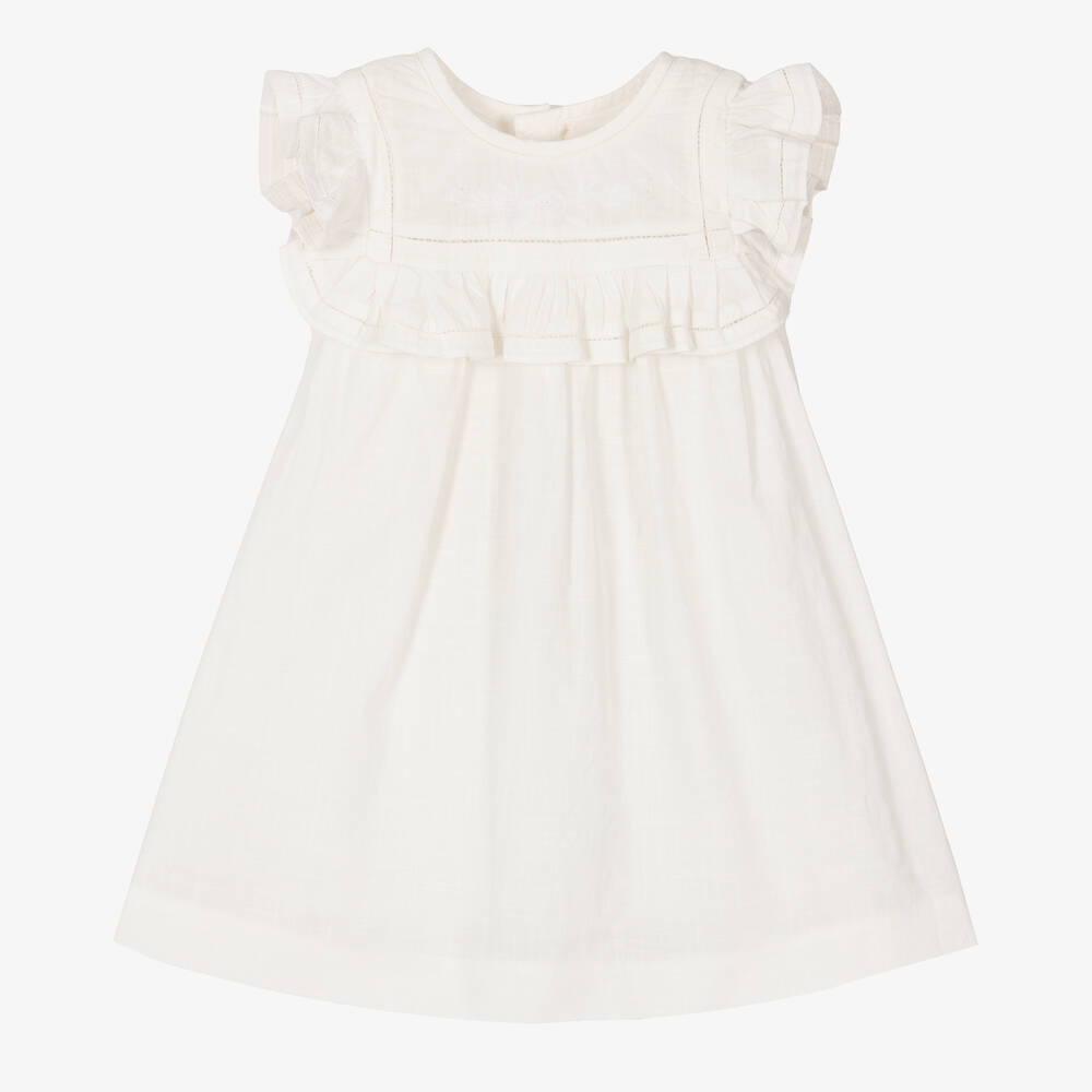 Bonpoint - Besticktes Baumwollkleid elfenbein | Childrensalon