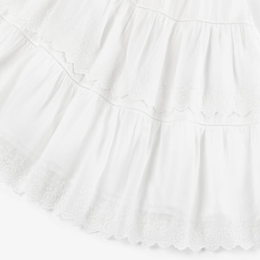 Bonpoint-Girls Ivory Cotton Embroidered Lace Trim Skirt | Childrensalon Outlet