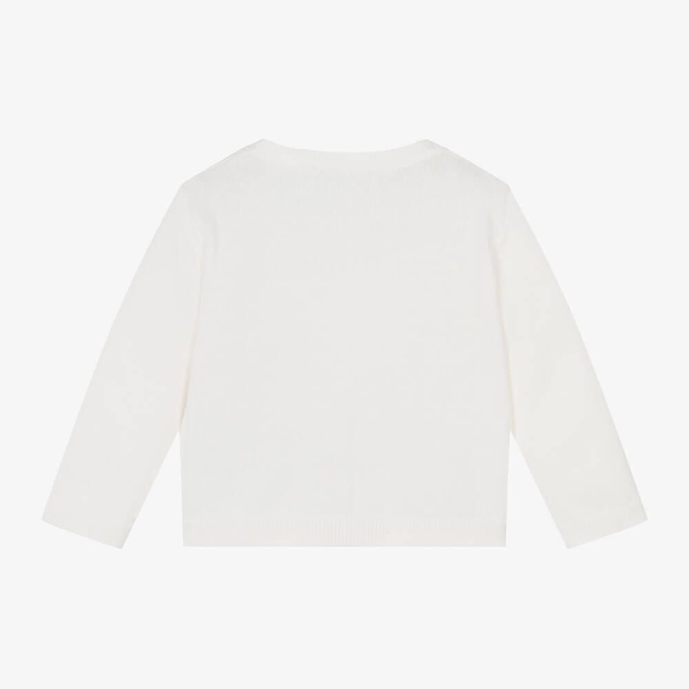 Bonpoint-Girls Ivory Cotton Knit Cardigan | Childrensalon Outlet