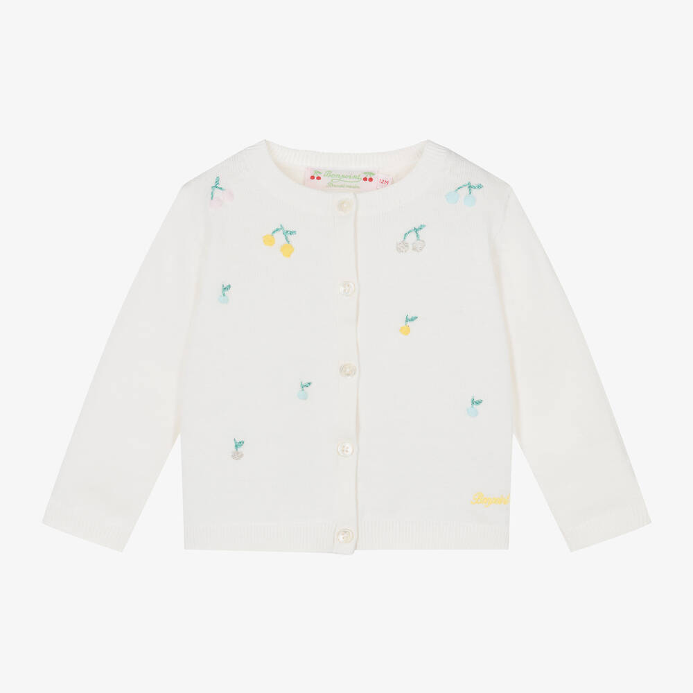 Girls Ivory Cotton Knit Cardigan
