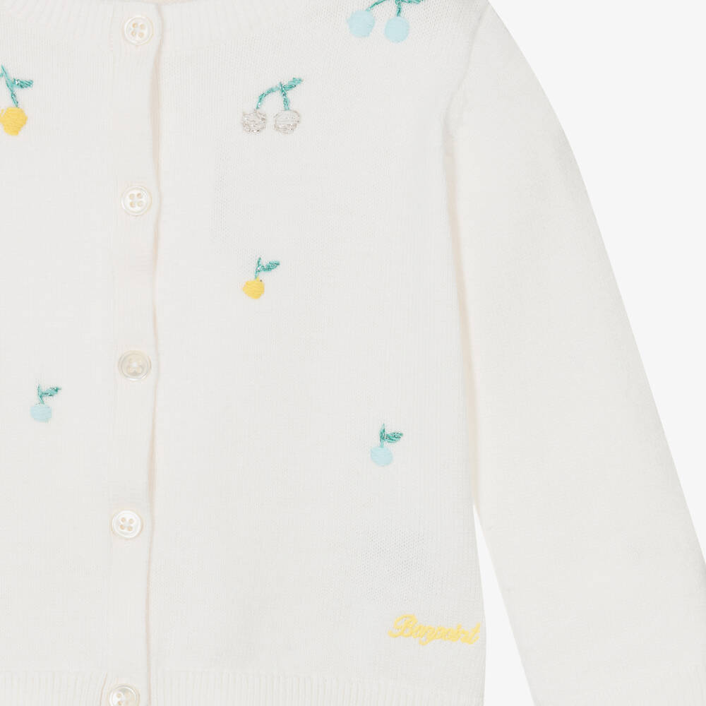 Bonpoint-Girls Ivory Cotton Knit Cardigan | Childrensalon Outlet