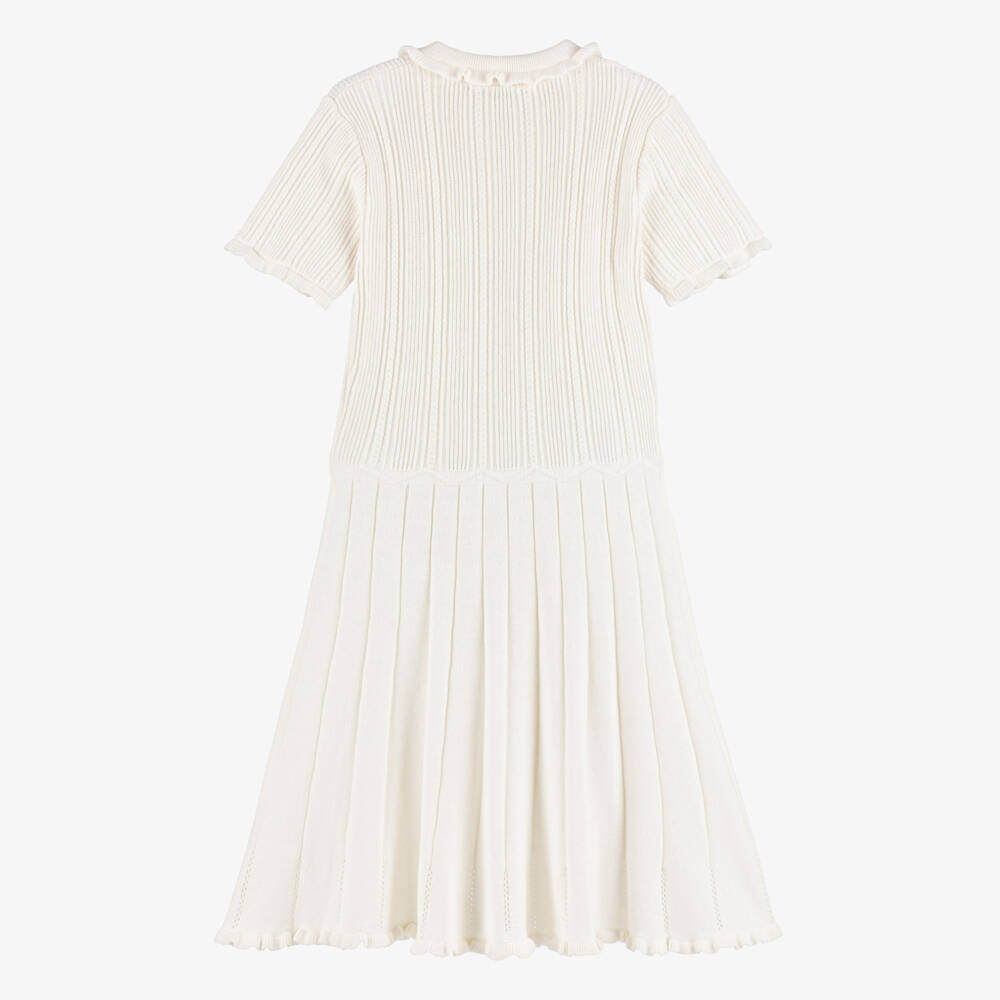 Bonpoint-Girls Ivory Cotton Knit Polo Dress | Childrensalon Outlet