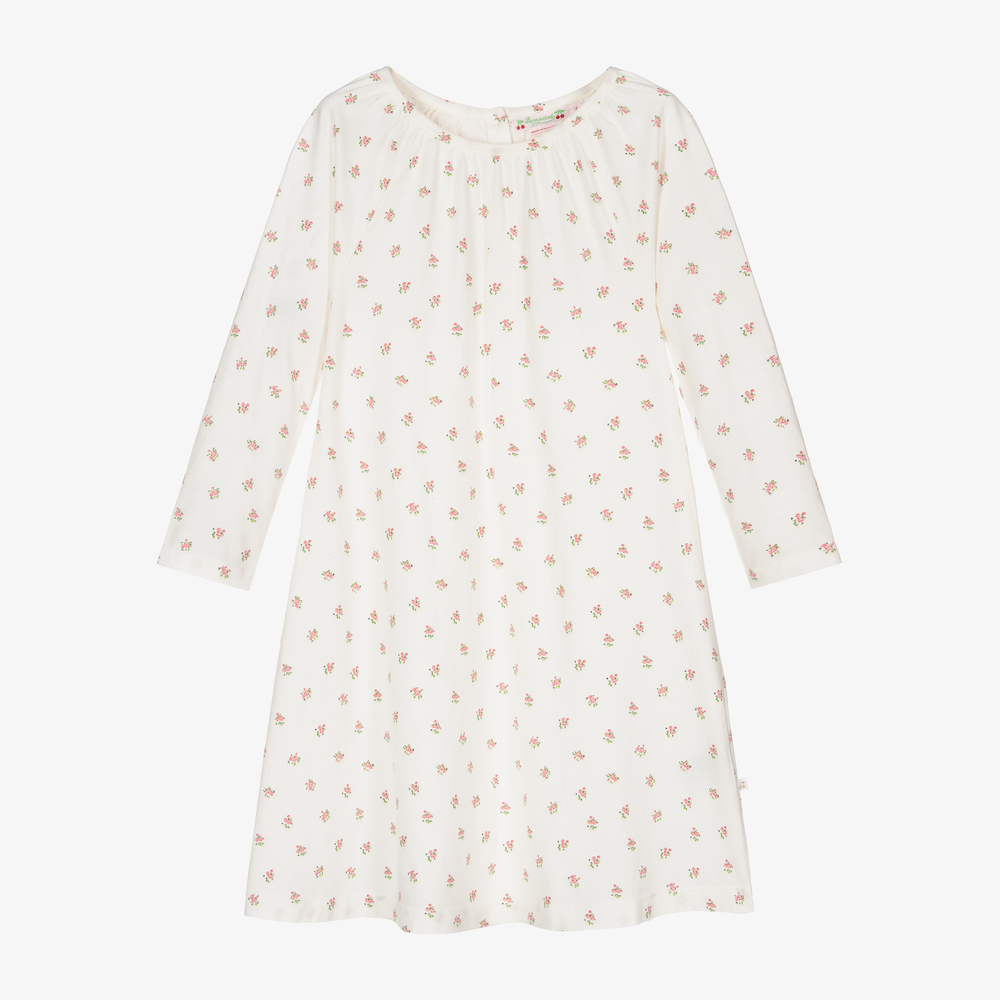 Bonpoint - Кремовая ночная рубашка из хлопка для девочек | Childrensalon