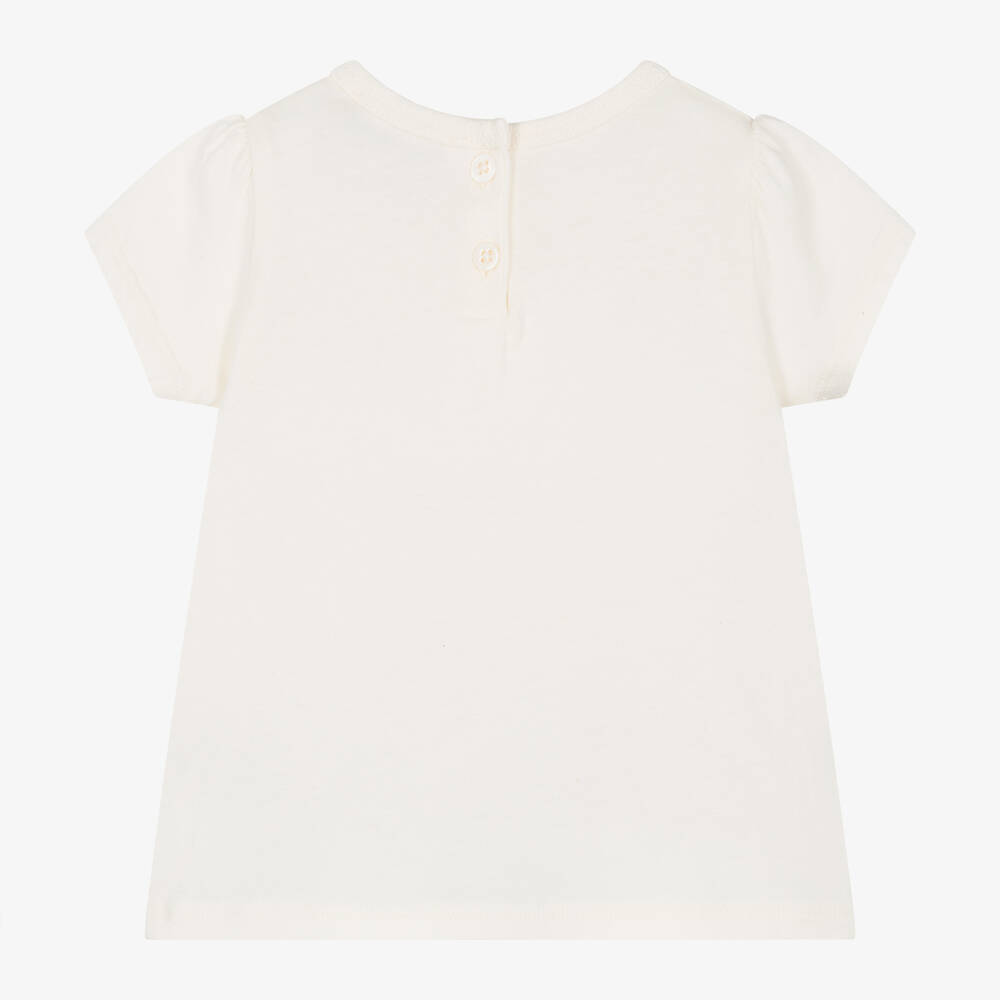 Bonpoint-Кремовая хлопковая футболка для девочек | Childrensalon Outlet