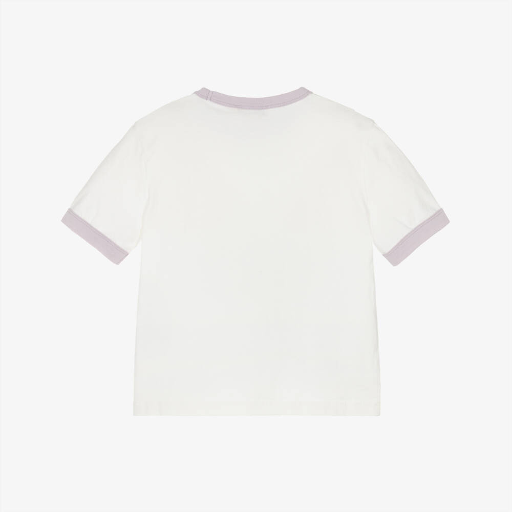 Bonpoint-Girls Ivory Cotton T-Shirt with Palm Springs Print | Childrensalon Outlet