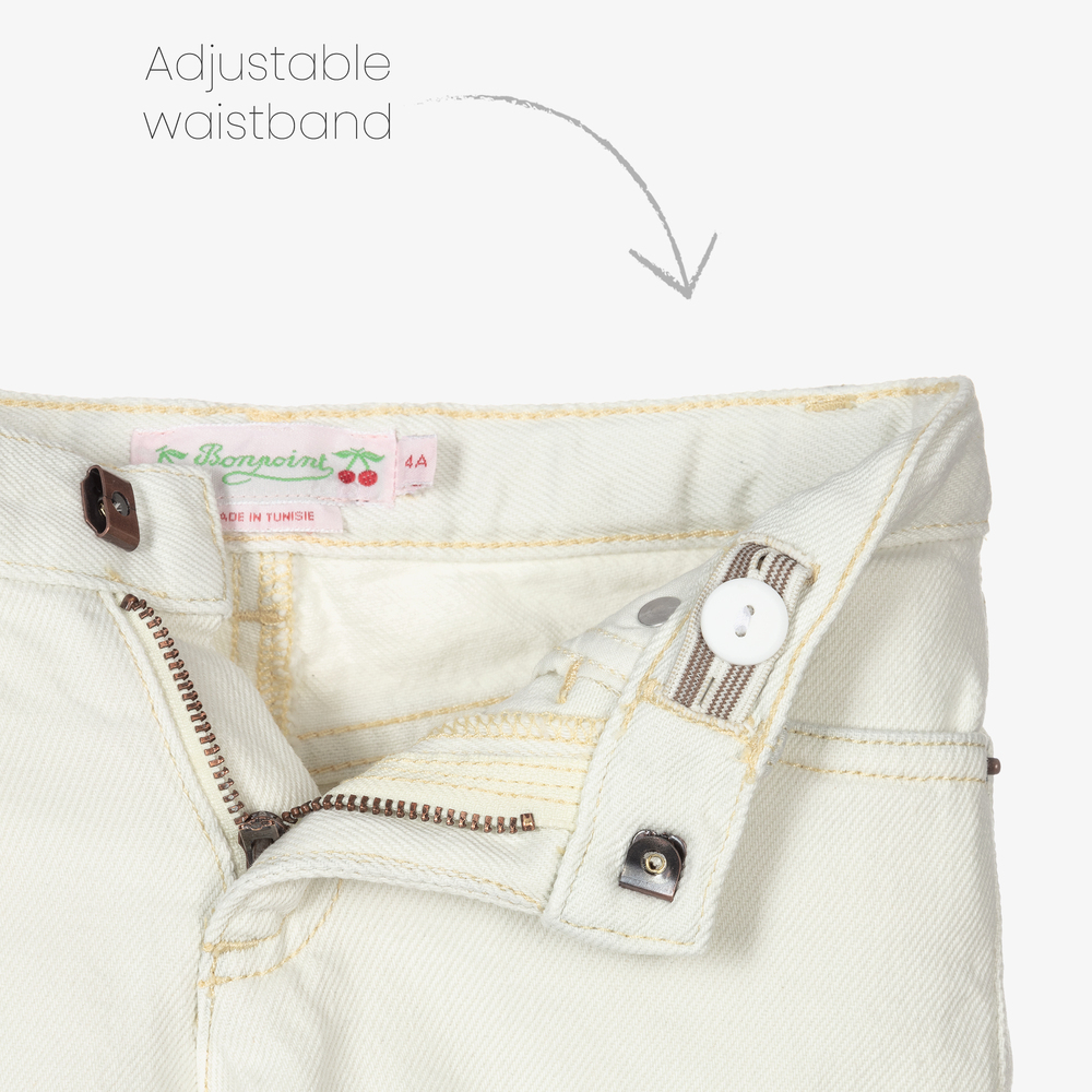 Bonpoint-شورت قطن دنيم لون عاجي للبنات | Childrensalon Outlet