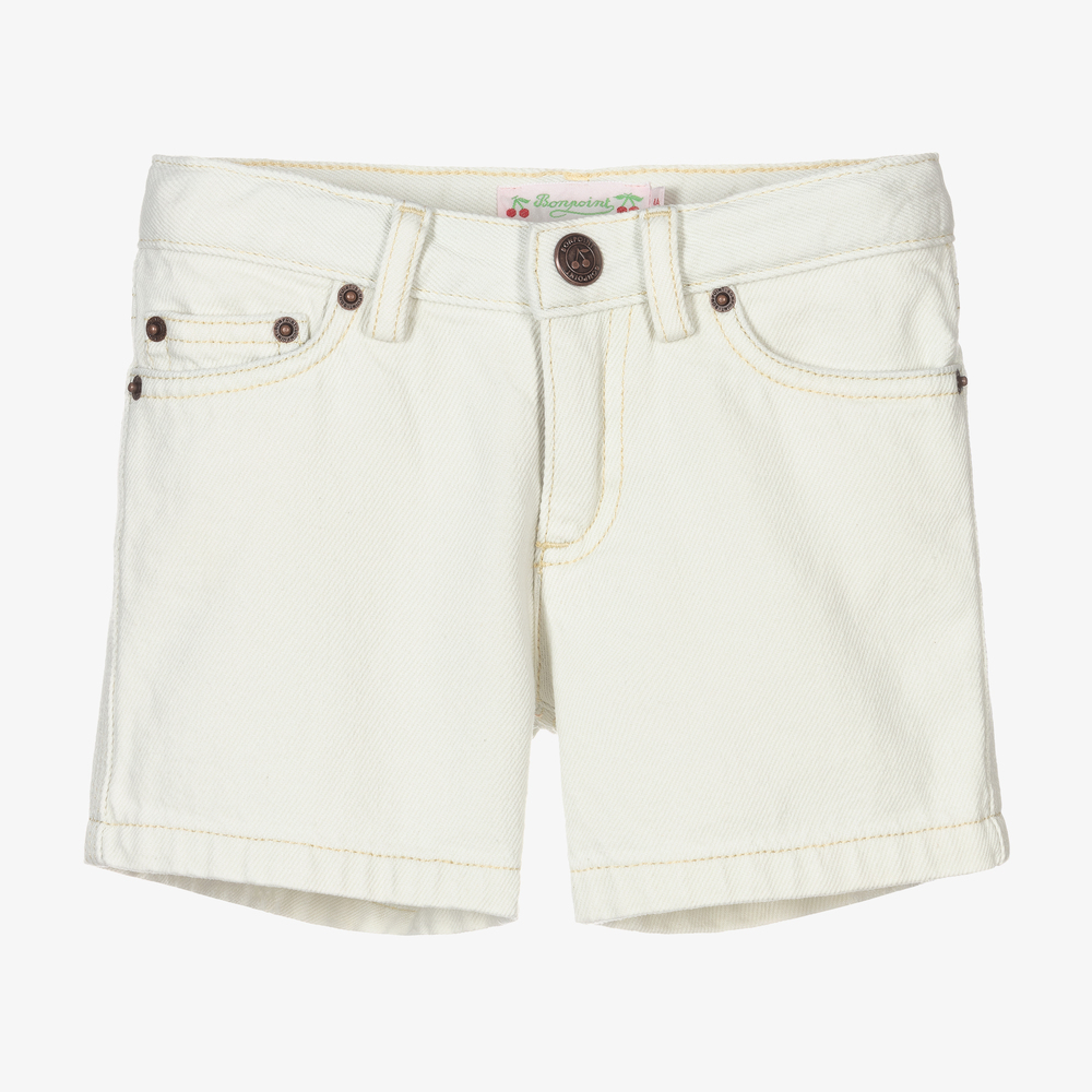 Bonpoint - Кремовые джинсовые шорты для девочек | Childrensalon