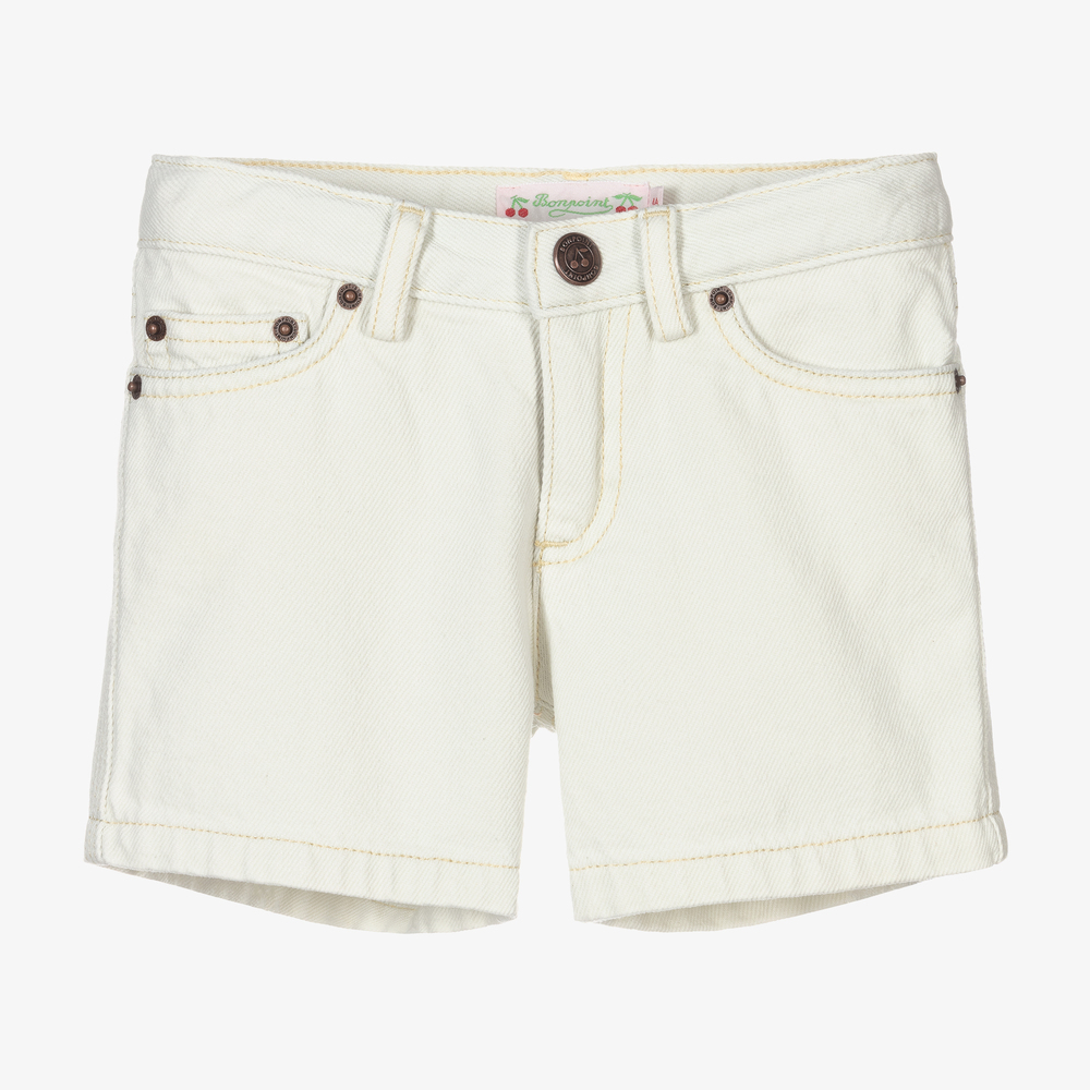Bonpoint-Girls Ivory Denim Shorts | Childrensalon Outlet