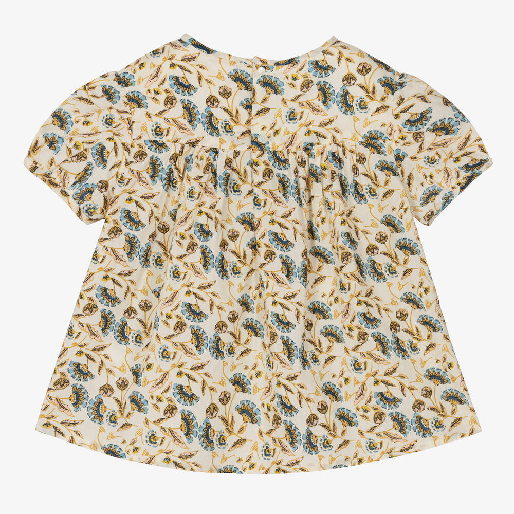 Bonpoint-بلوز قطن لون عاجي بطبعة ورود للبنات | Childrensalon Outlet