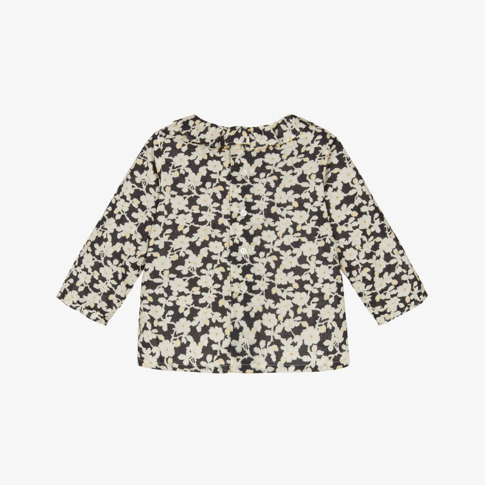 Bonpoint-Girls Ivory Floral Cotton Blouse | Childrensalon Outlet