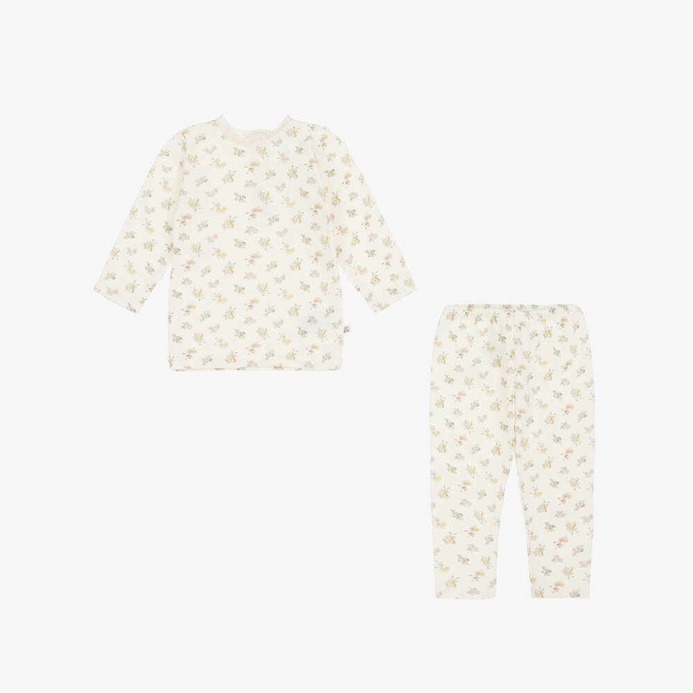 Bonpoint-Girls Ivory Floral Cotton Ensemble | Childrensalon Outlet