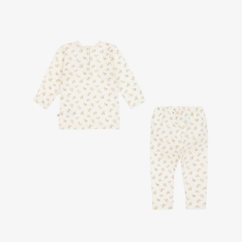 Bonpoint-Girls Ivory Floral Cotton Ensemble | Childrensalon Outlet