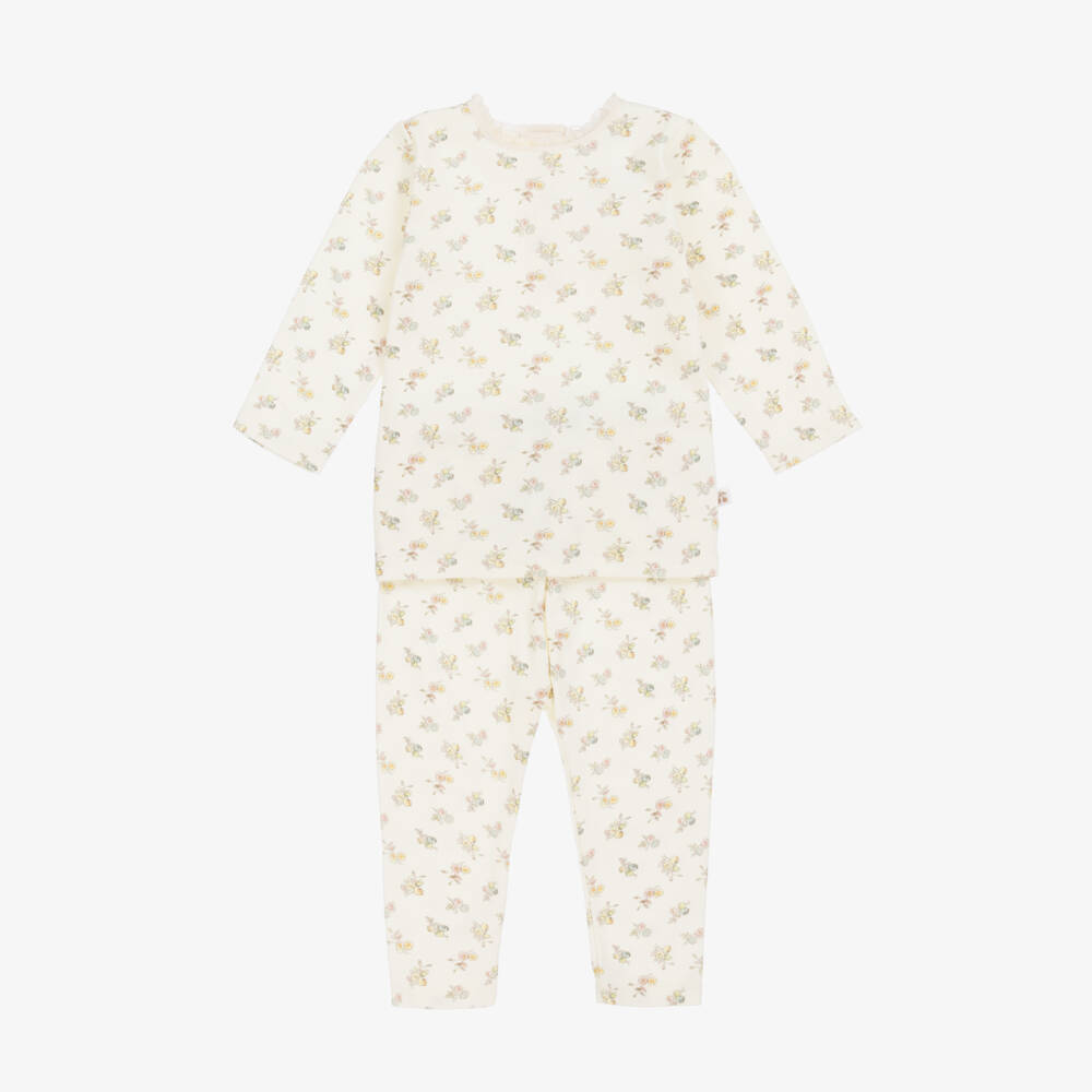 Bonpoint-Кремовый хлопковый ансамбль с цветочным узором для девочек | Childrensalon Outlet