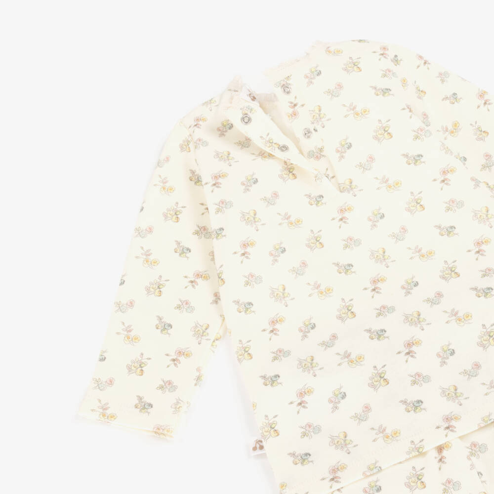 Bonpoint-Girls Ivory Floral Cotton Ensemble | Childrensalon Outlet