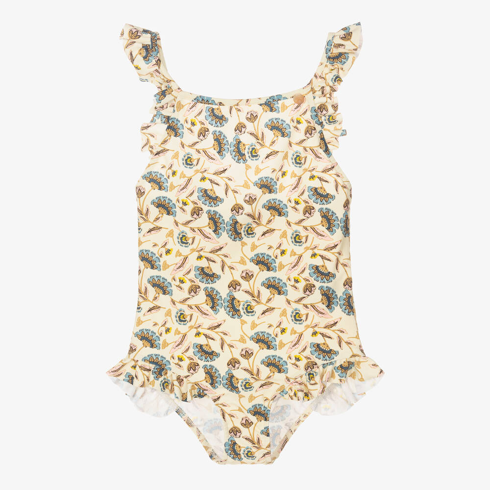 Bonpoint - Girls Ivory Floral Swimsuit | Childrensalon