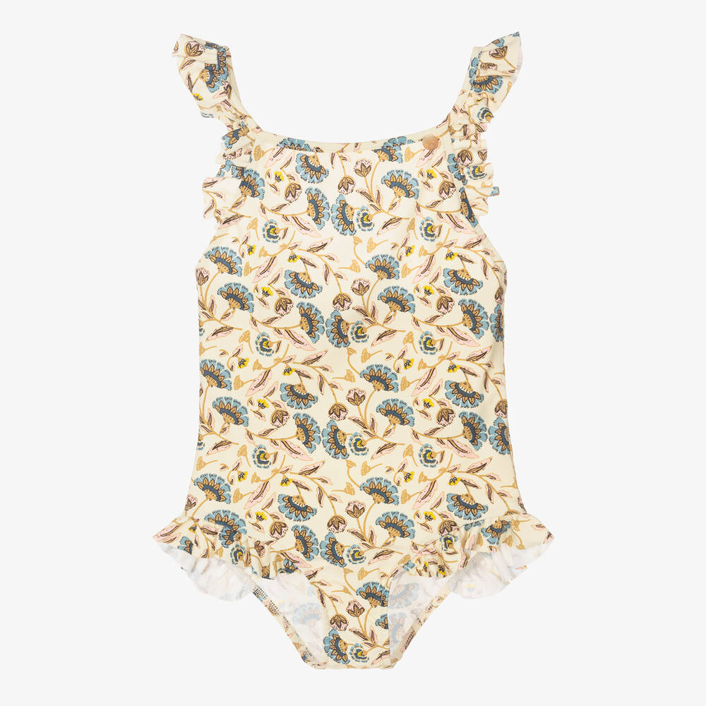 Bonpoint - Maillot de bain ivoire fleurs fille | Childrensalon