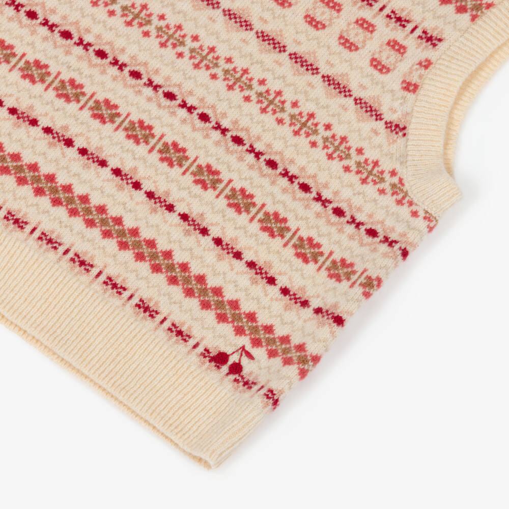 Bonpoint-Кремовый шерстяной жилет Fair Isle для девочек | Childrensalon Outlet