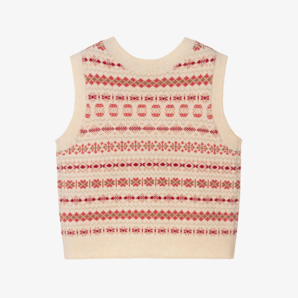 Bonpoint-Кремовый шерстяной жилет Fair Isle для девочек | Childrensalon Outlet