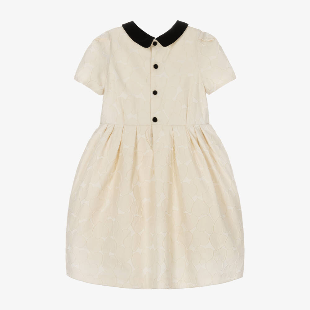 Bonpoint-فستان جاكار بنقشة قلوب لون عاجي | Childrensalon Outlet