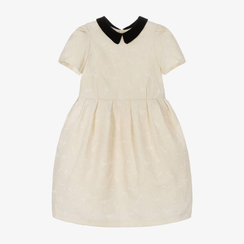 Bonpoint-فستان جاكار بنقشة قلوب لون عاجي | Childrensalon Outlet