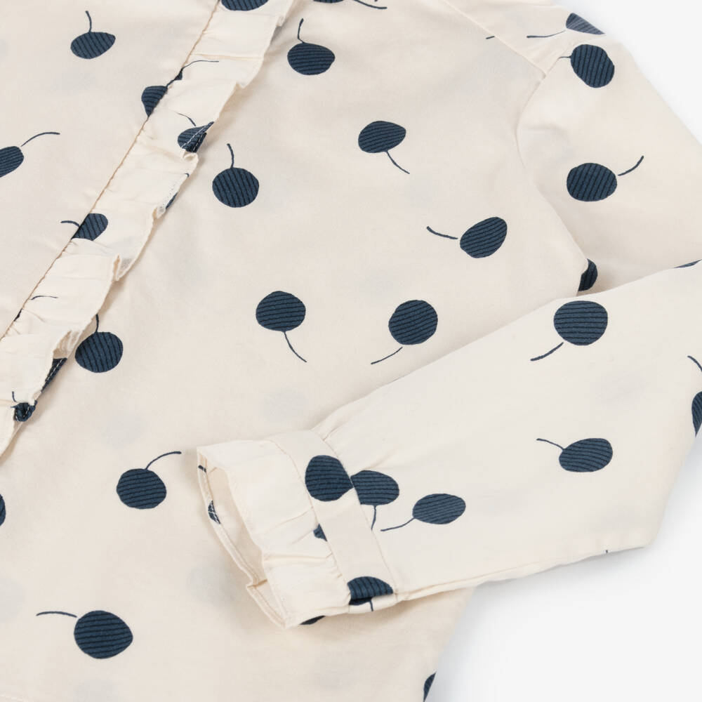 Bonpoint-Кремовая хлопковая блузка с вишнями для девочек | Childrensalon Outlet