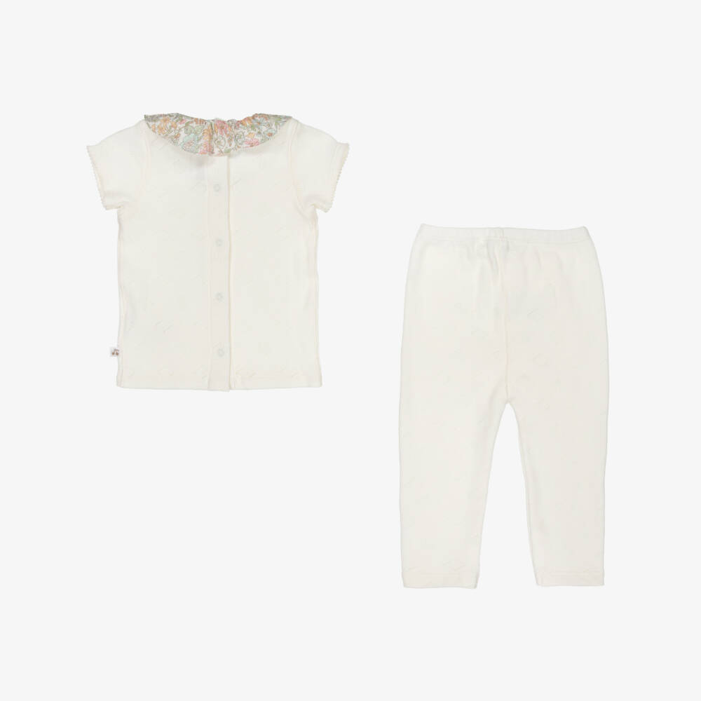 Bonpoint-Girls Ivory Knit Ensemble with Toy | Childrensalon Outlet