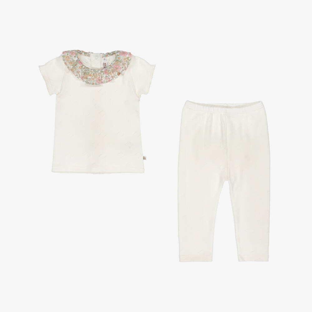 Bonpoint-Girls Ivory Knit Ensemble with Toy | Childrensalon Outlet