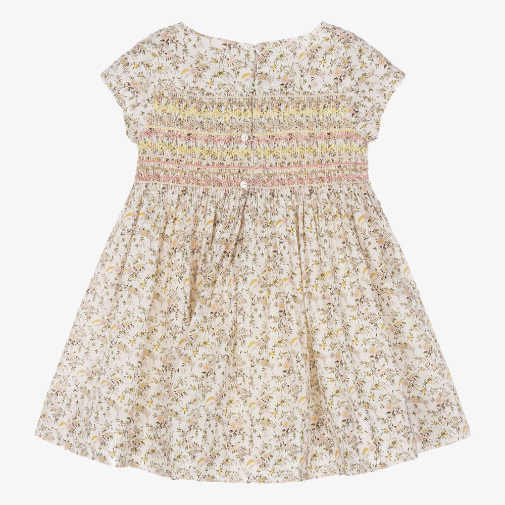 Bonpoint-Girls Ivory Liberty Print Smocked Dress | Childrensalon Outlet