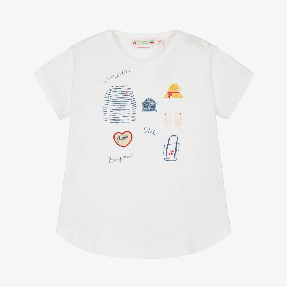 Bonpoint-تي شيرت باريسية عاجي للبنات | Childrensalon Outlet