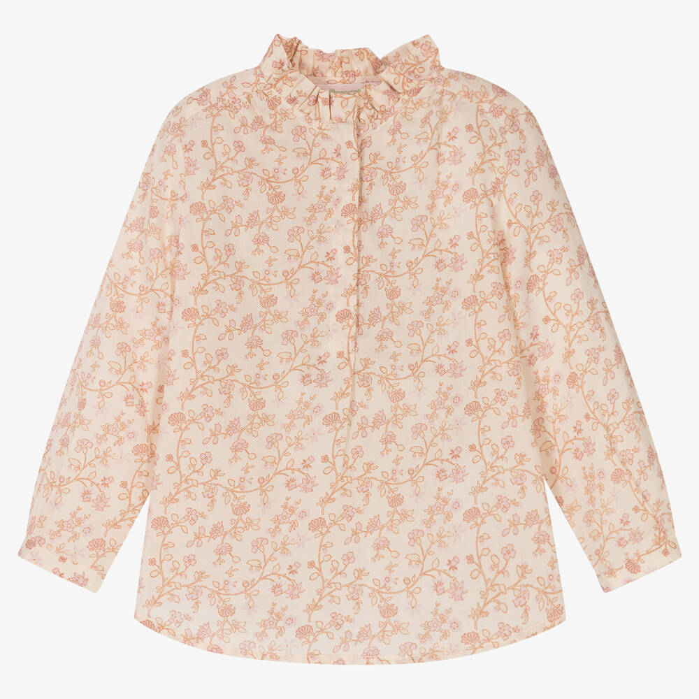 Bonpoint - Girls Ivory & Pink Blouse | Childrensalon