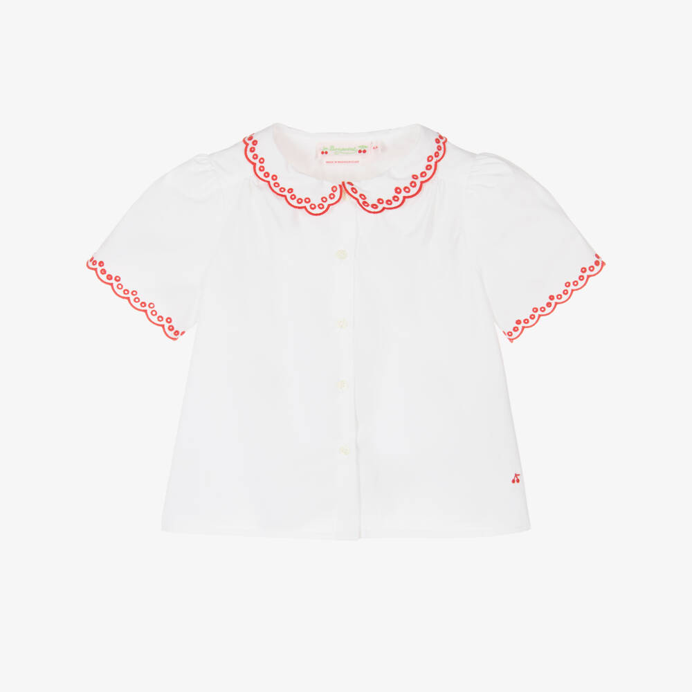 Bonpoint-Girls Ivory Poplin Top | Childrensalon Outlet