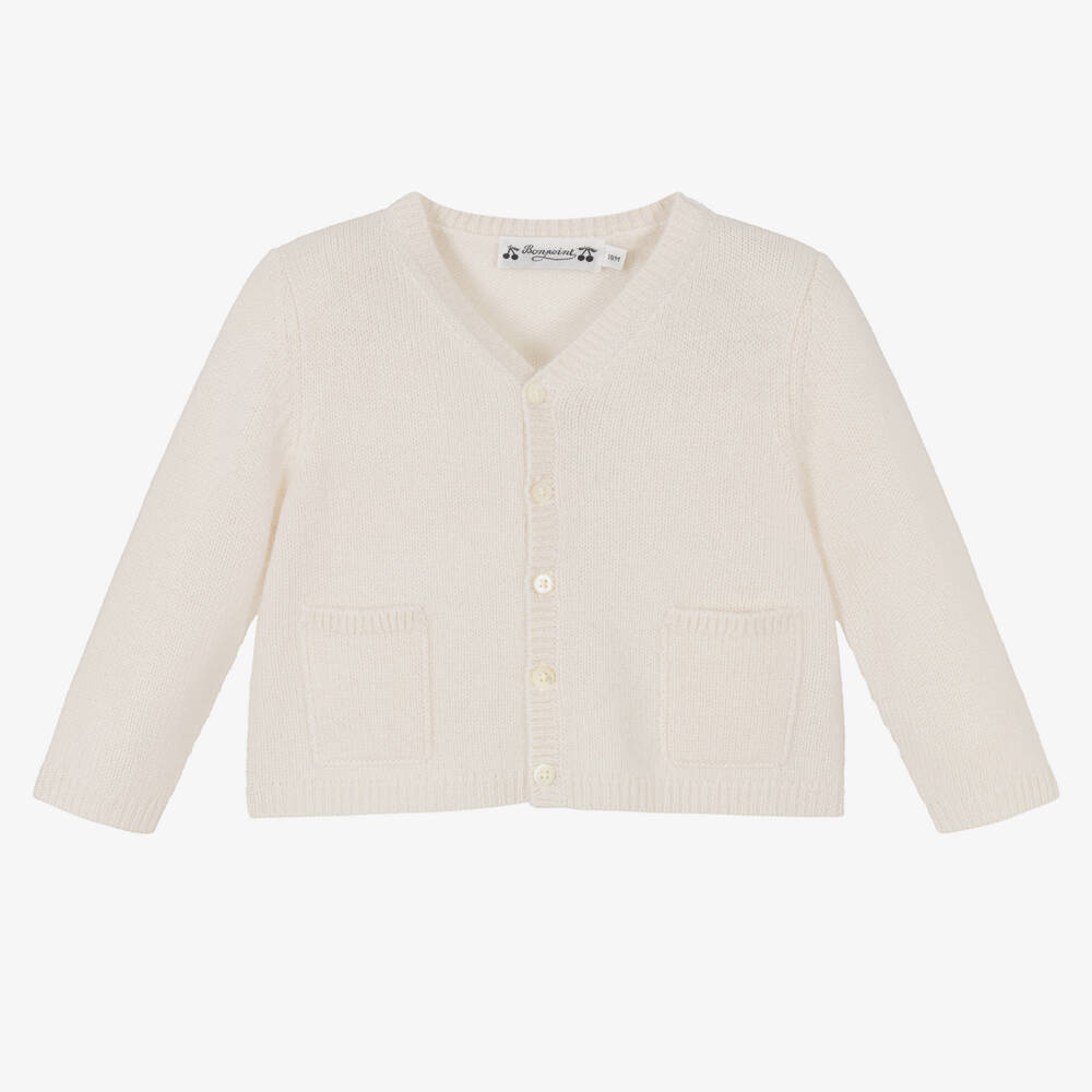 Bonpoint-Girls Ivory Pure Cashmere Cardigan | Childrensalon Outlet
