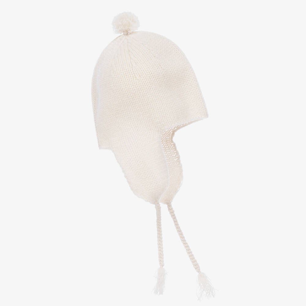 Bonpoint-Girls Ivory Pure Cashmere Knitted Hat | Childrensalon Outlet