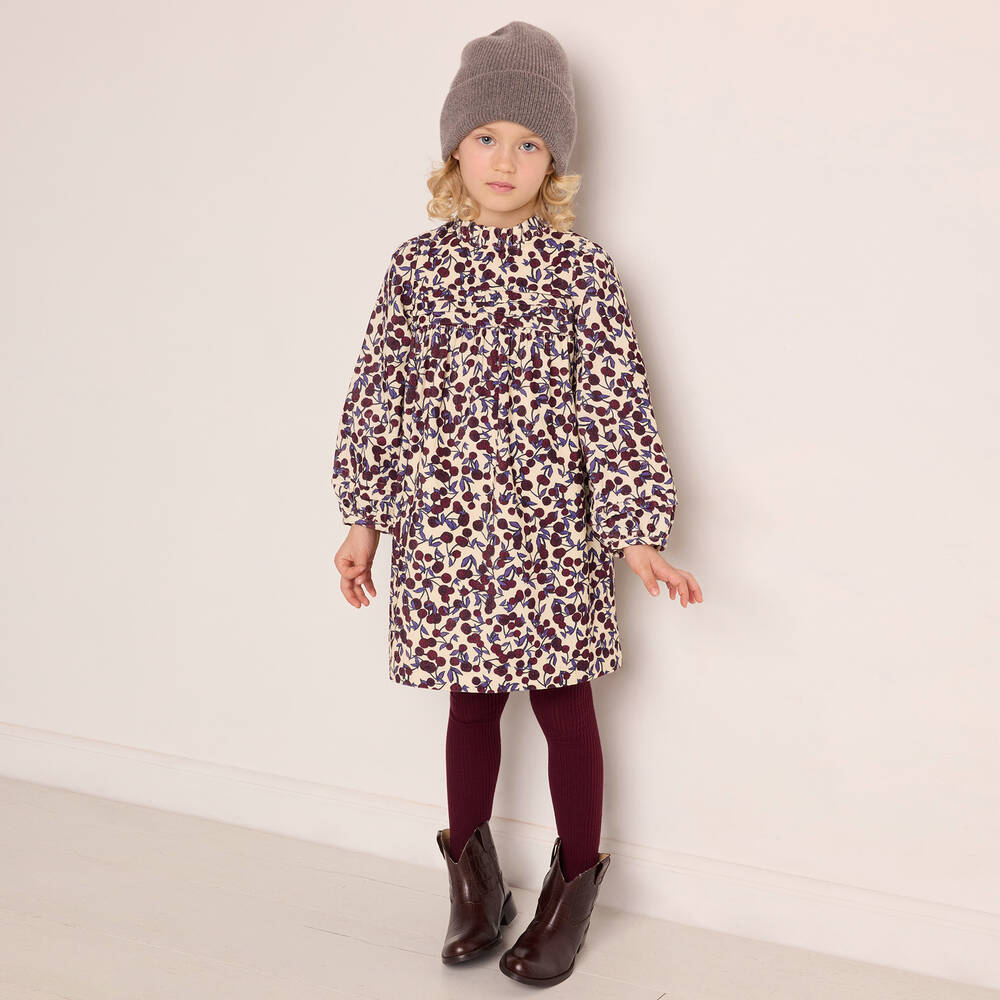 Bonpoint-Girls Ivory & Purple Berry Corduroy Dress | Childrensalon Outlet