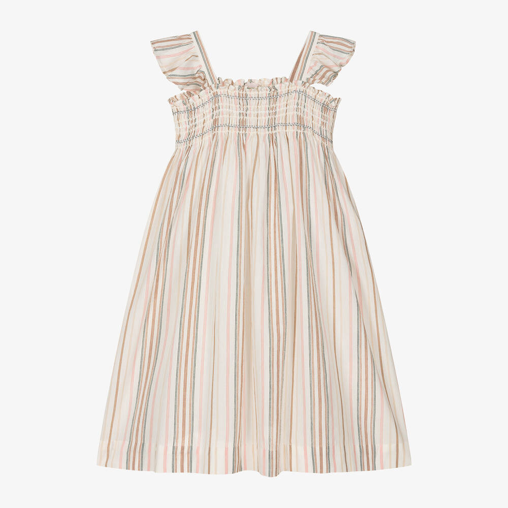 Bonpoint-Girls Ivory Shirred Cotton Dress | Childrensalon Outlet