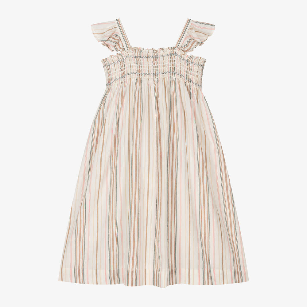 Bonpoint-Girls Ivory Shirred Cotton Dress | Childrensalon Outlet