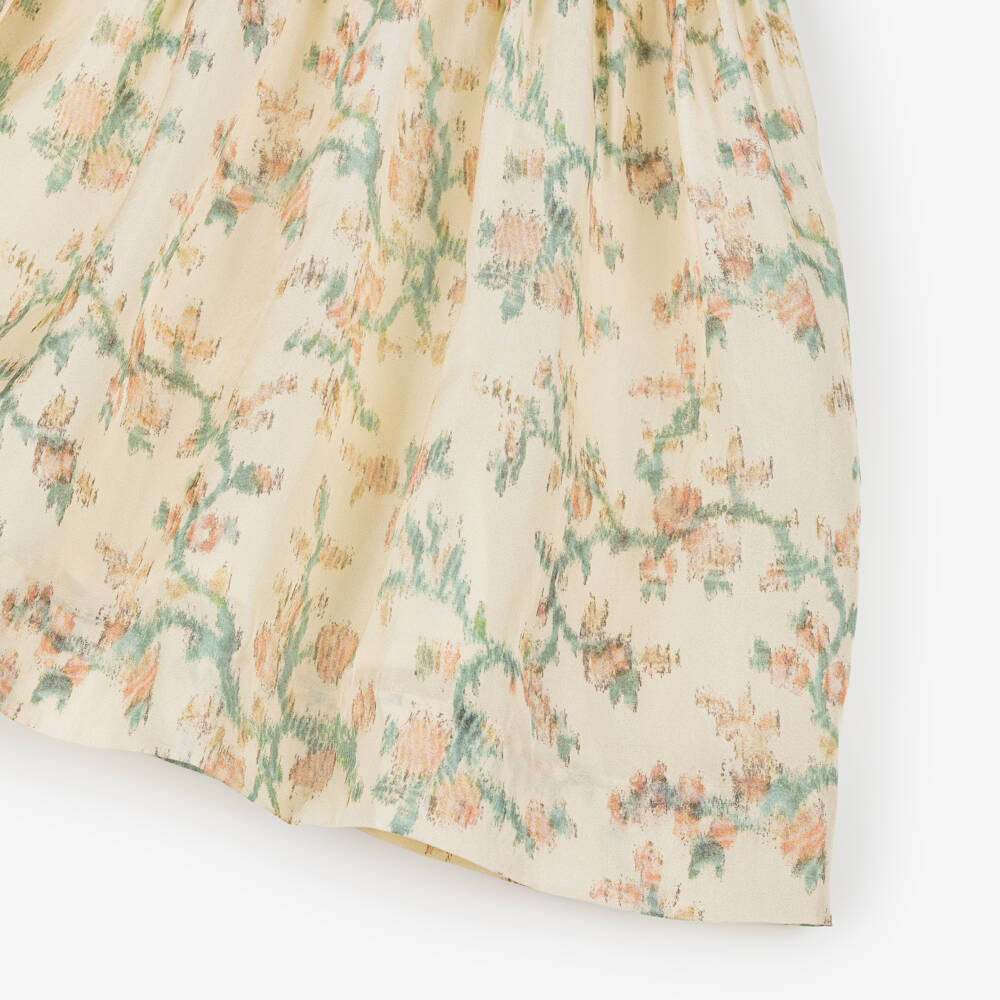 Bonpoint-Girls Ivory Silk Floral Print Dress | Childrensalon Outlet