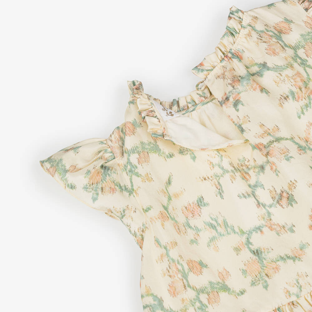 Bonpoint-Girls Ivory Silk Floral Print Dress | Childrensalon Outlet