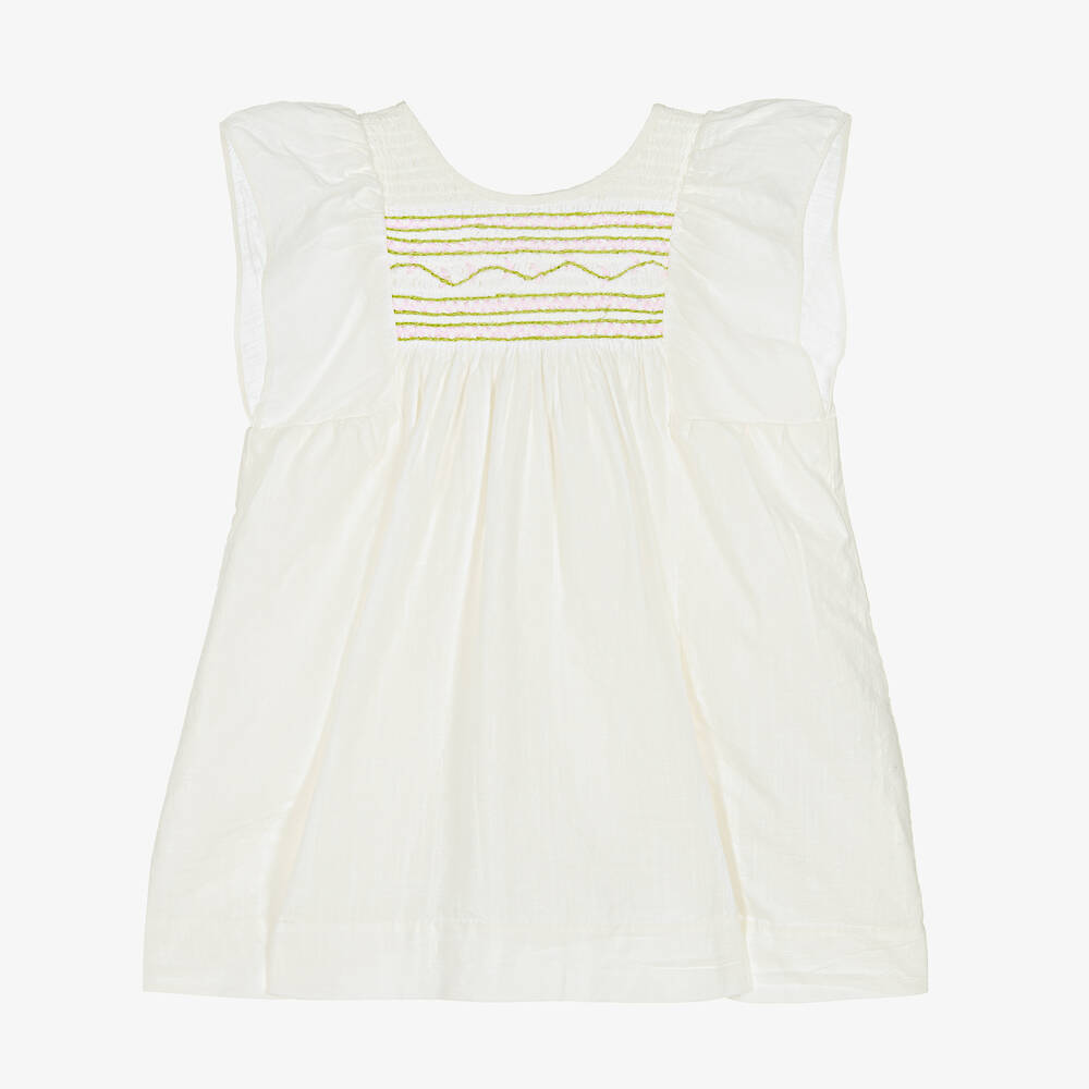 Bonpoint - Elfenbeinfarbenes gesmoktes Kleid | Childrensalon