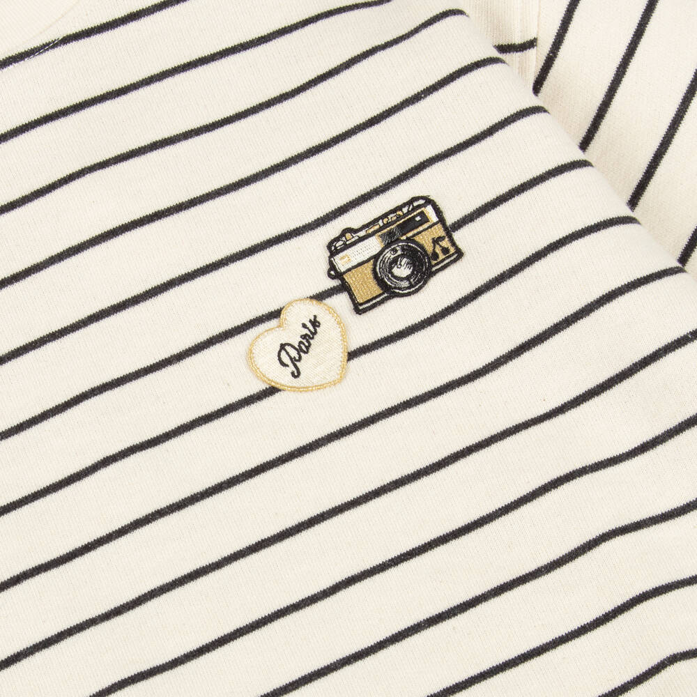 Bonpoint-Girls Ivory Striped Cotton Sweatshirt | Childrensalon Outlet